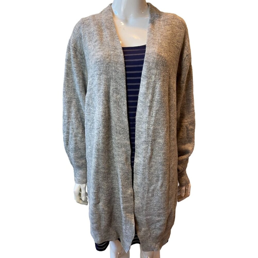 H&M Women’s Open Front Cardigan Sweater Coverup Top  Long Sleeves Gray Size L